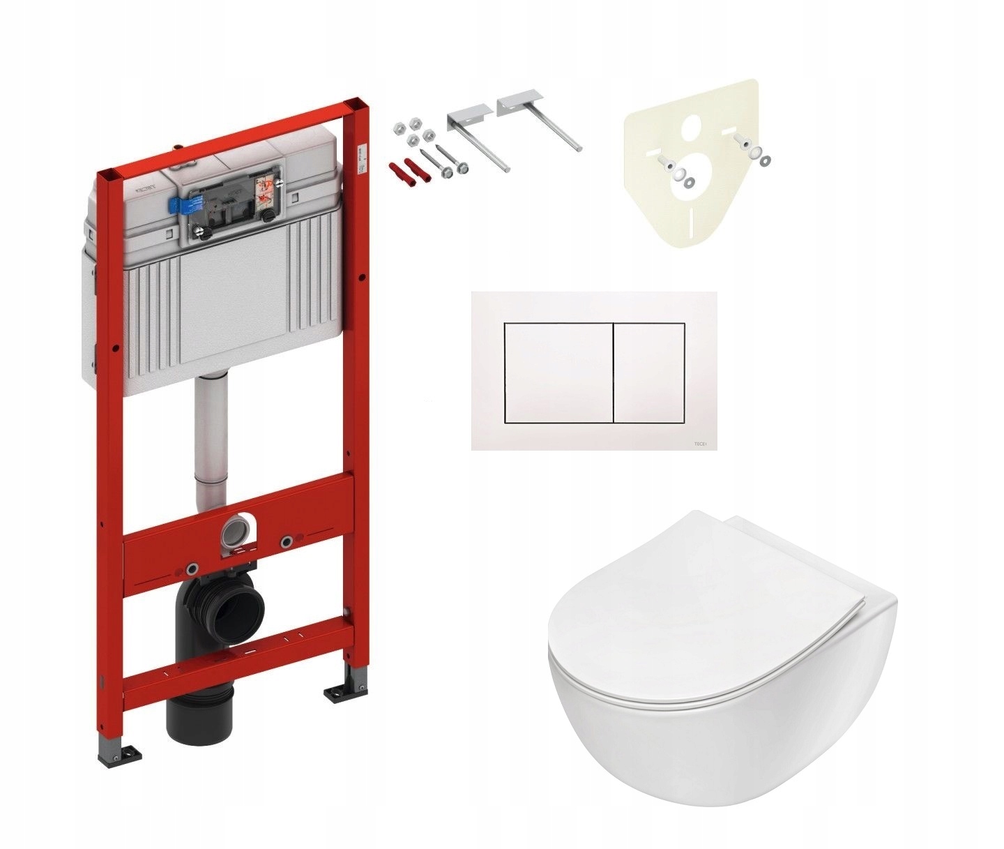 Podomietkový WC modul -  WC Frame TECE White Button+Misa Rimless Deante