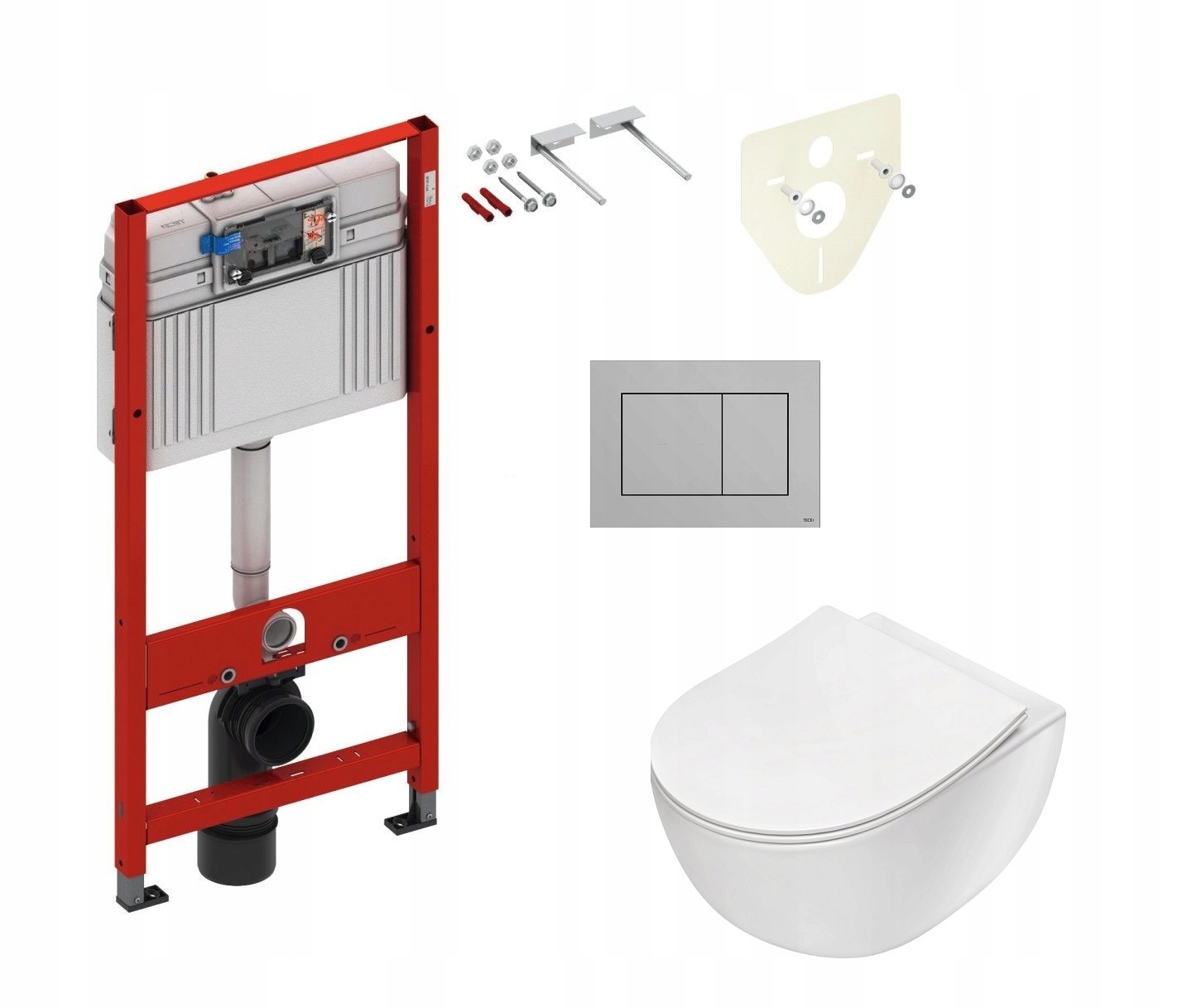 Podomietkový WC modul -  WC Frame TECE Chrome Button +Misa Rimless Deante