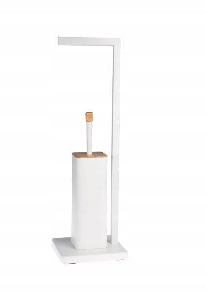 WC kefa - Papierový stojan toaleta biela bambus 2in1