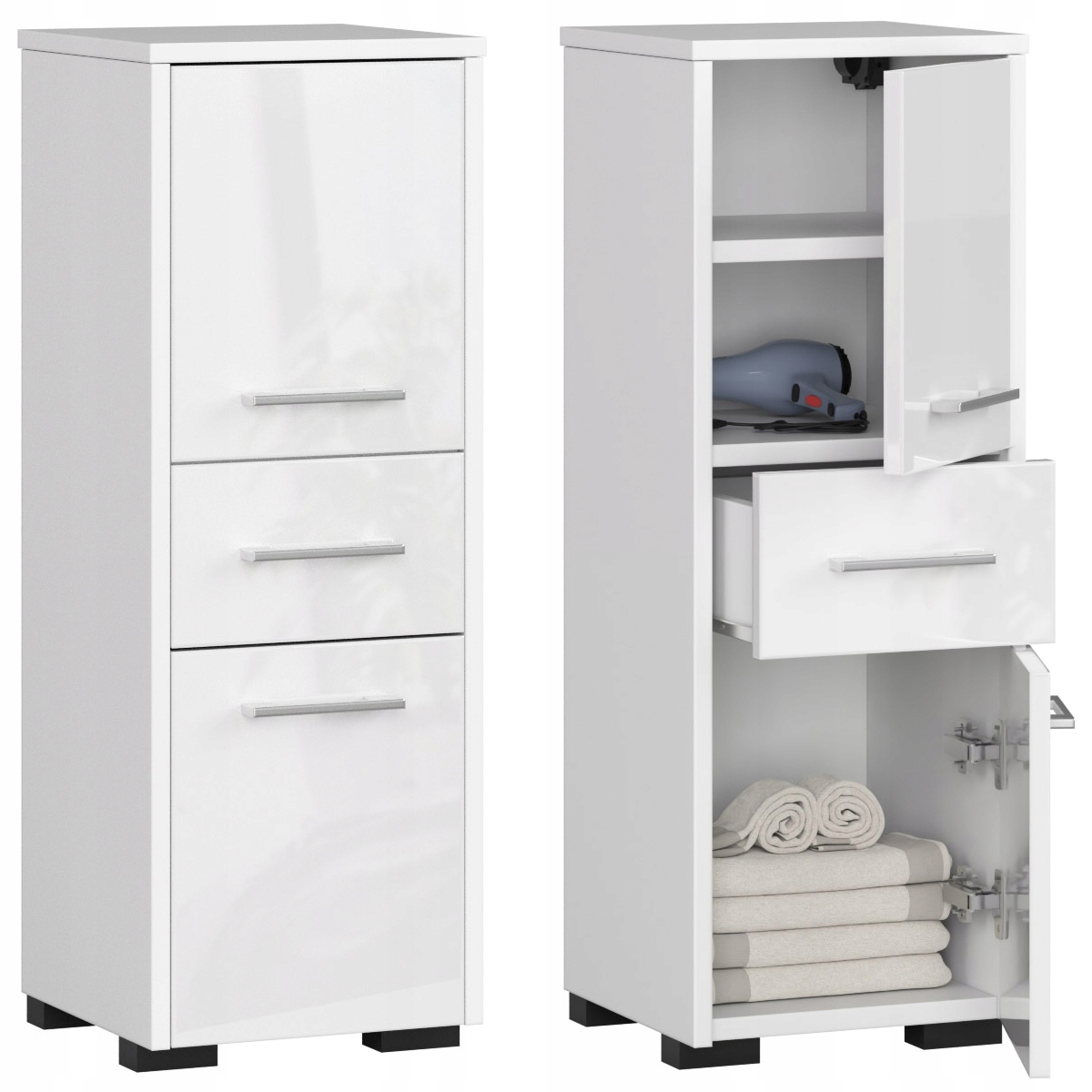 Kúpelňová skrinka - Kúpeľňová skrinka FIN 2D 1SZ 30cm WHITE LESK * PL