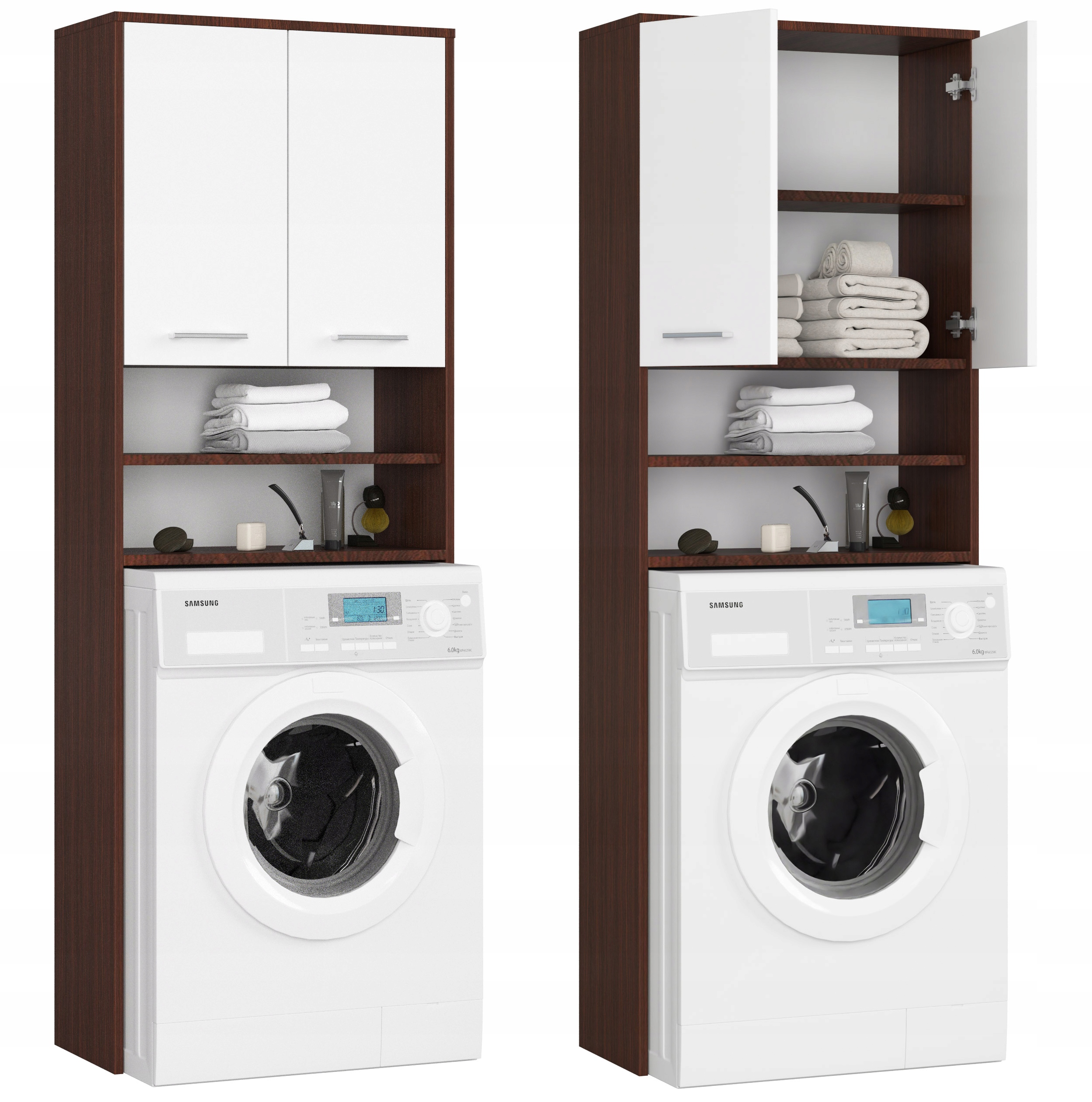 Kúpelňová skrinka - Kúpeľňová skrinka ON polici WENGE Washer / WHITE