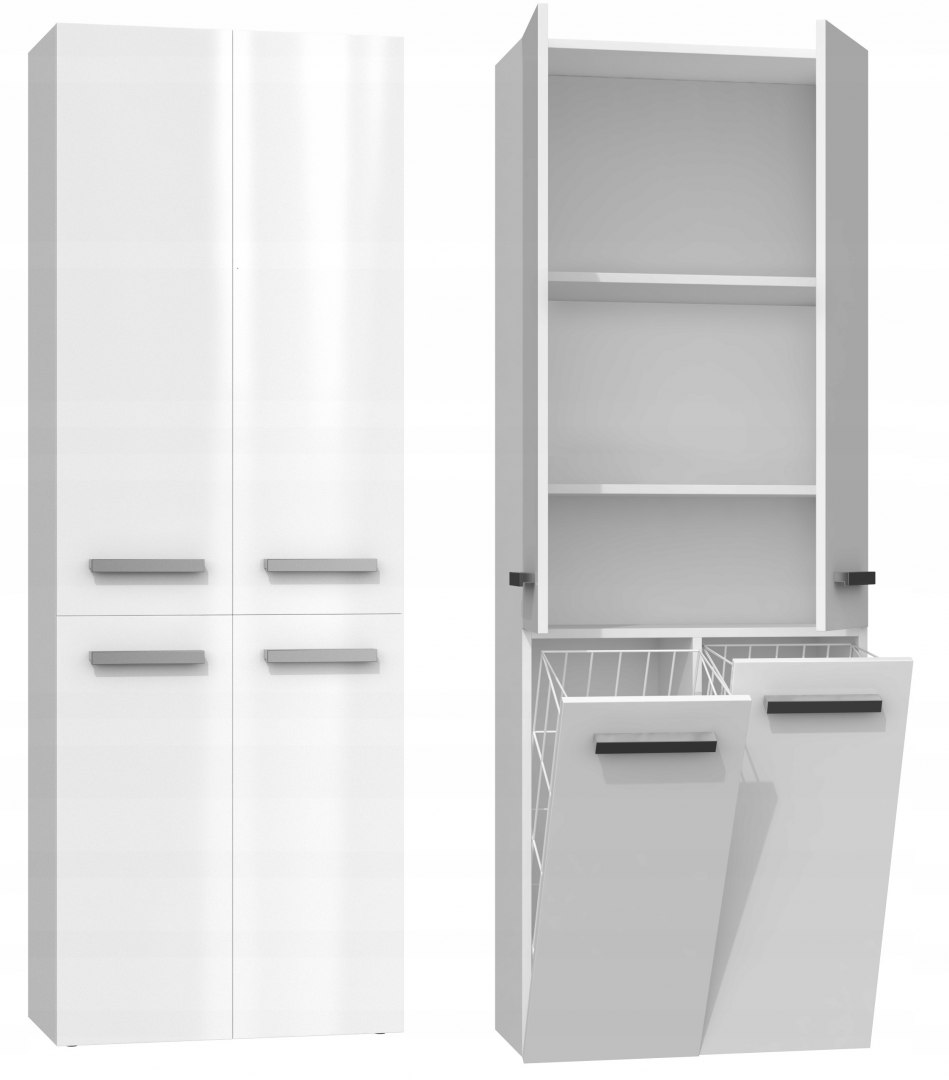 Kúpelňová skrinka - Nel DD 2K 60cm Kúpeľňa - biely lesk