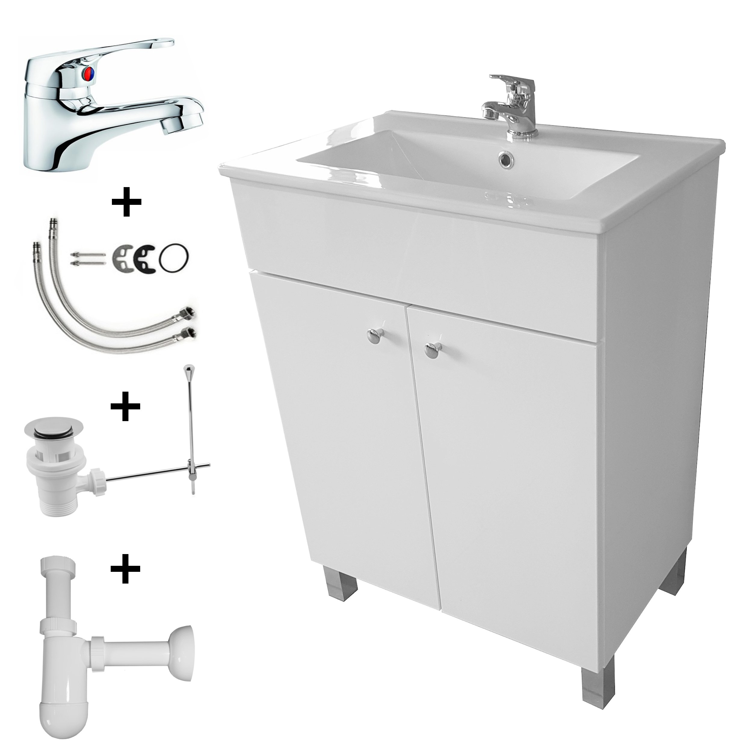 Kúpelňová skrinka - Kúpeľňová skrinka s washbasin60 batérie Cork sifón