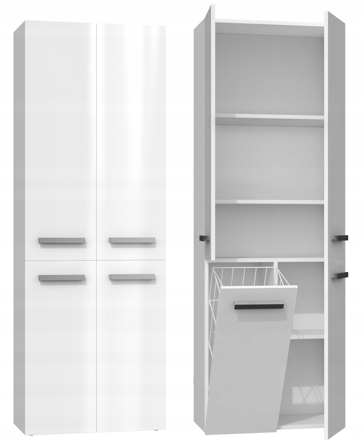 Kúpelňová skrinka - SKRIŇOVÁ POLICA STĹP NEL DD 1K KOŠÍK 60CM BIELA SPOJ.