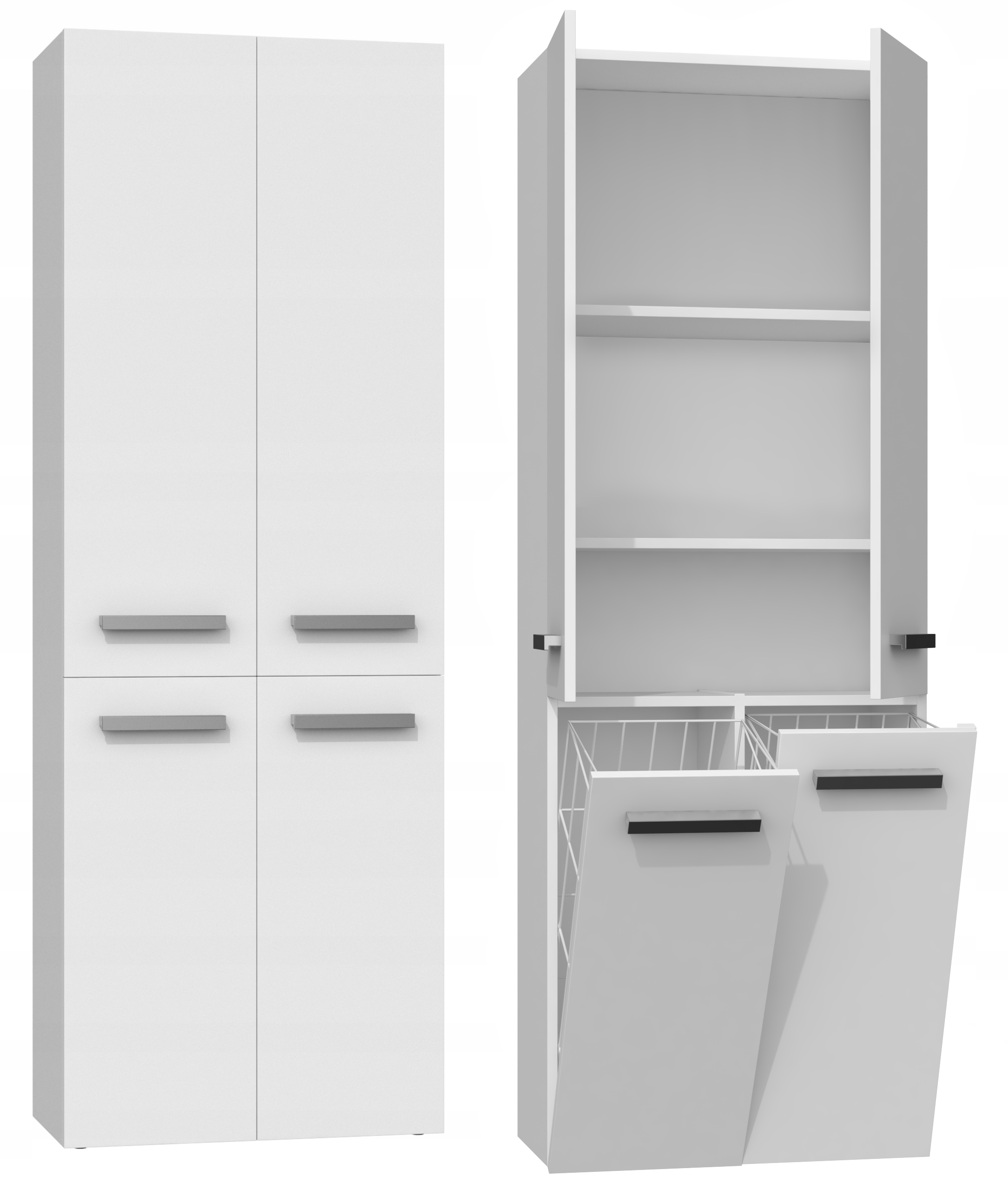 Kúpelňová skrinka - CABINET POST regál NEL DD 2K BASKET 60CM WHITE