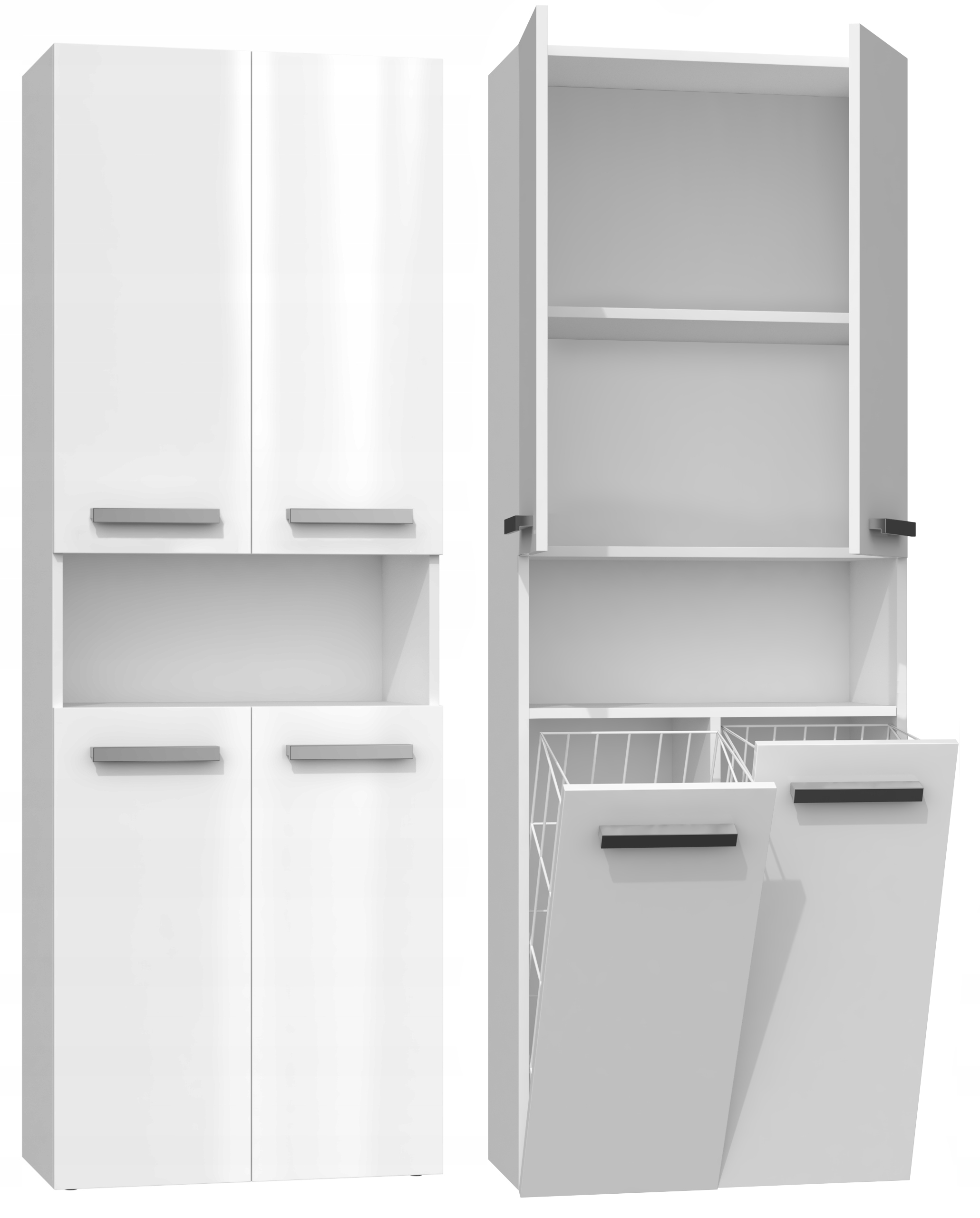 Kúpelňová skrinka - Stojanu NEL DK 2K koši 60cm biela polovica