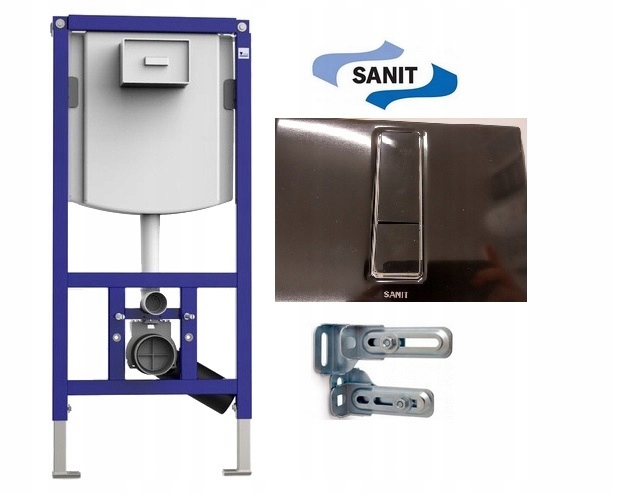 Podomietkový WC modul -  Sada sanitého ineo rámu čierne jasné tlačidlo sada