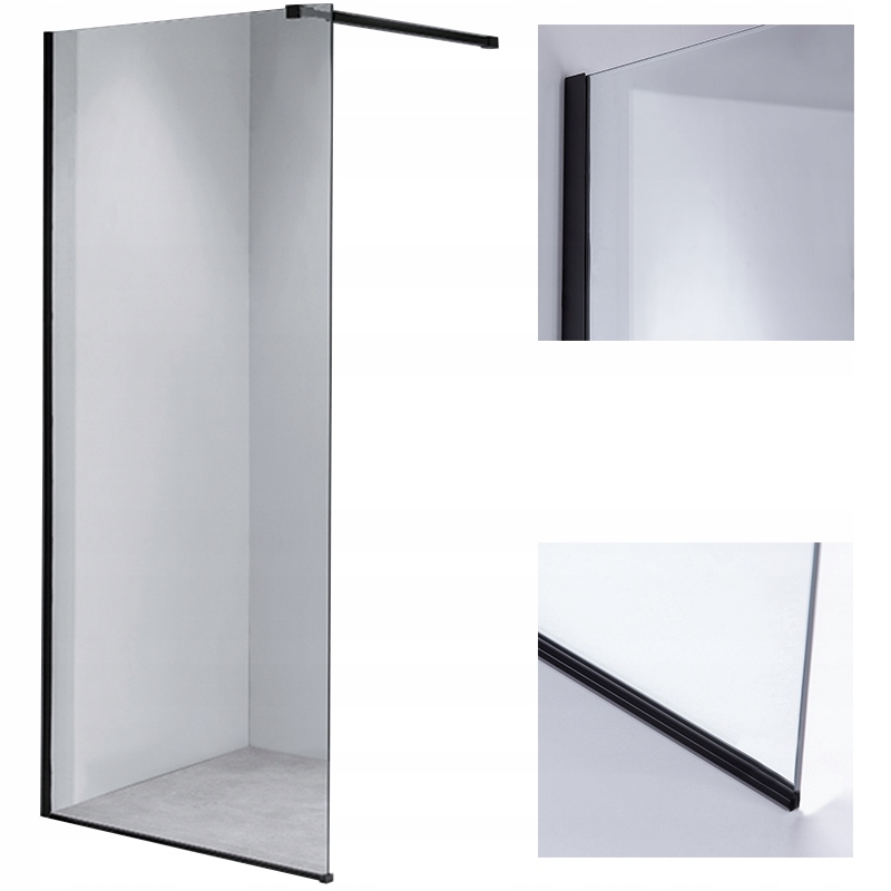 Sprchová zástena - SH07C Sprchová stena čierna 90x200 skla 8 mm skla
