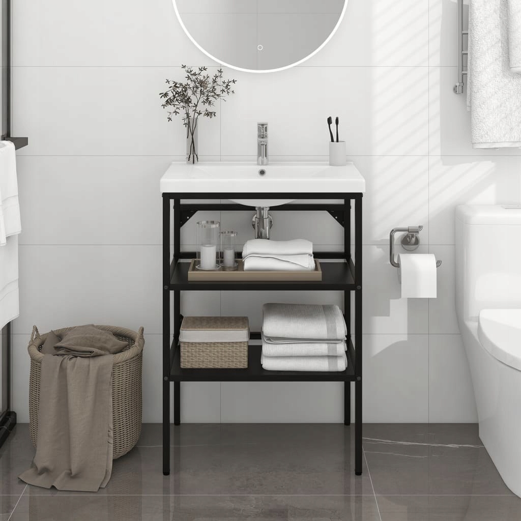Podomietkový WC modul -  Rám čiernej kotliny 59x38x83 cm železo