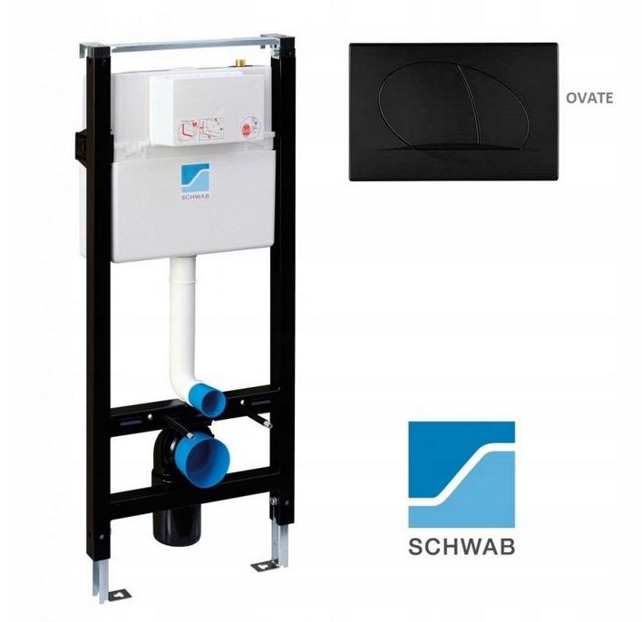 Podomietkový WC modul -  Schwab 189 skrytý rámec +Čierne tlačidlo Ovate Black