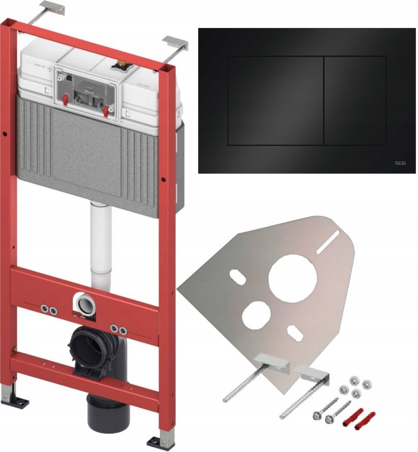 Podomietkový WC modul -  Koncepčný rámec TECE + Black MAT + MAT tlačidlo