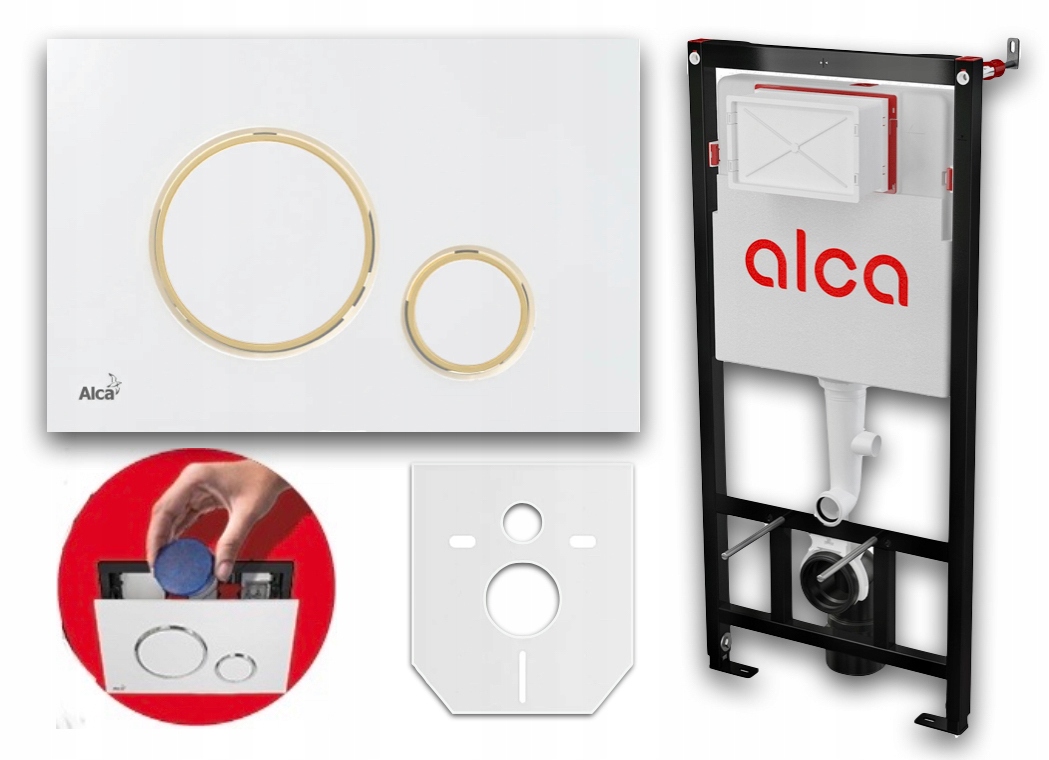 Podomietkový WC modul -  WC Set Alcaplast set Biały Gold Button