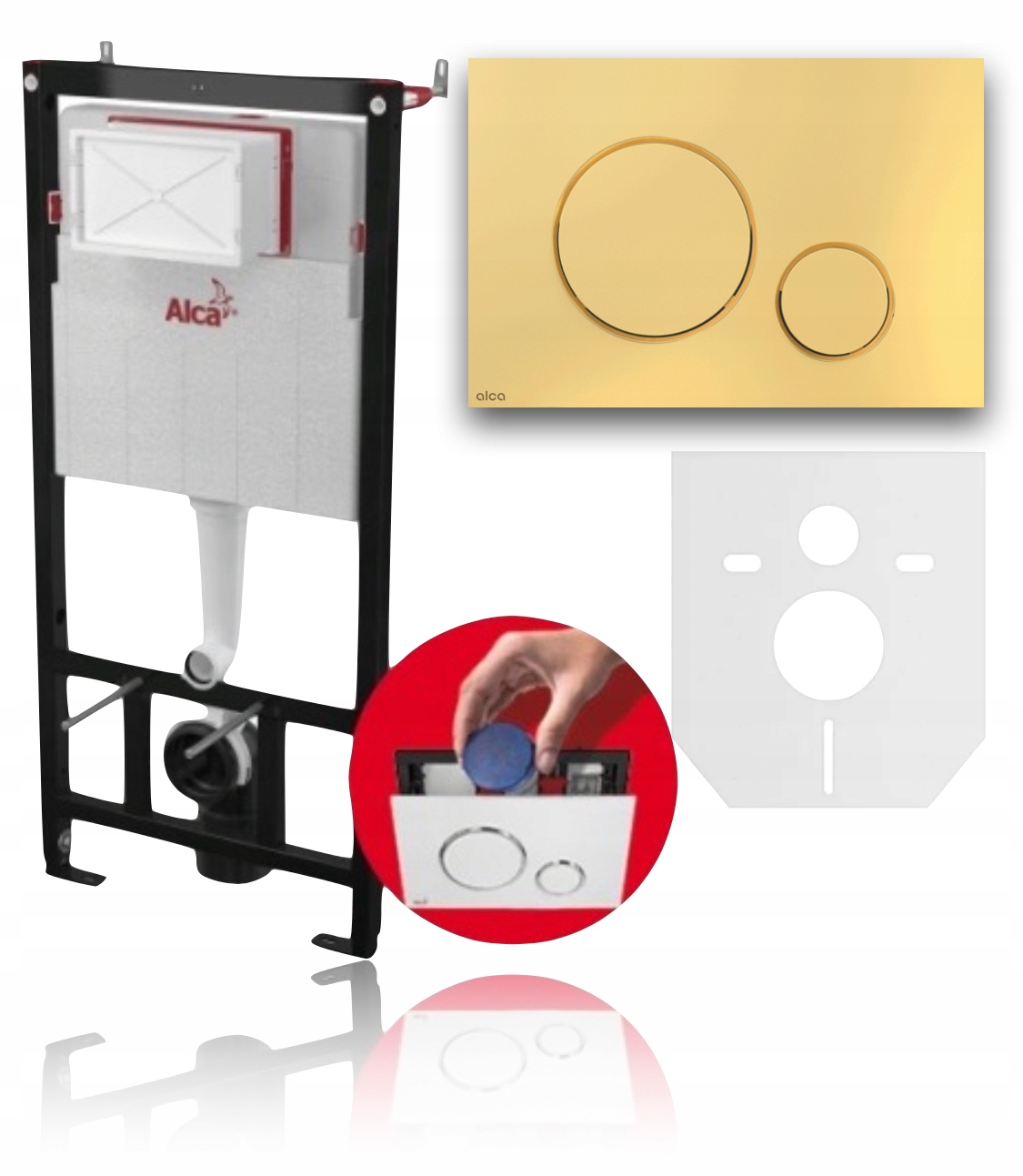 Podomietkový WC modul - Rám na toaletu GEB Alcaplast Frame Gold Button