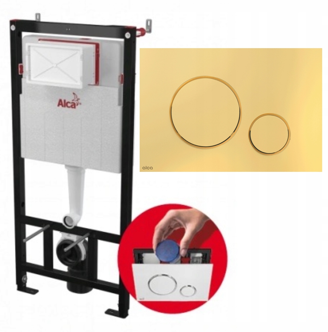 Podomietkový WC modul -  Rám na toaletu Geberit Alca Gold Button