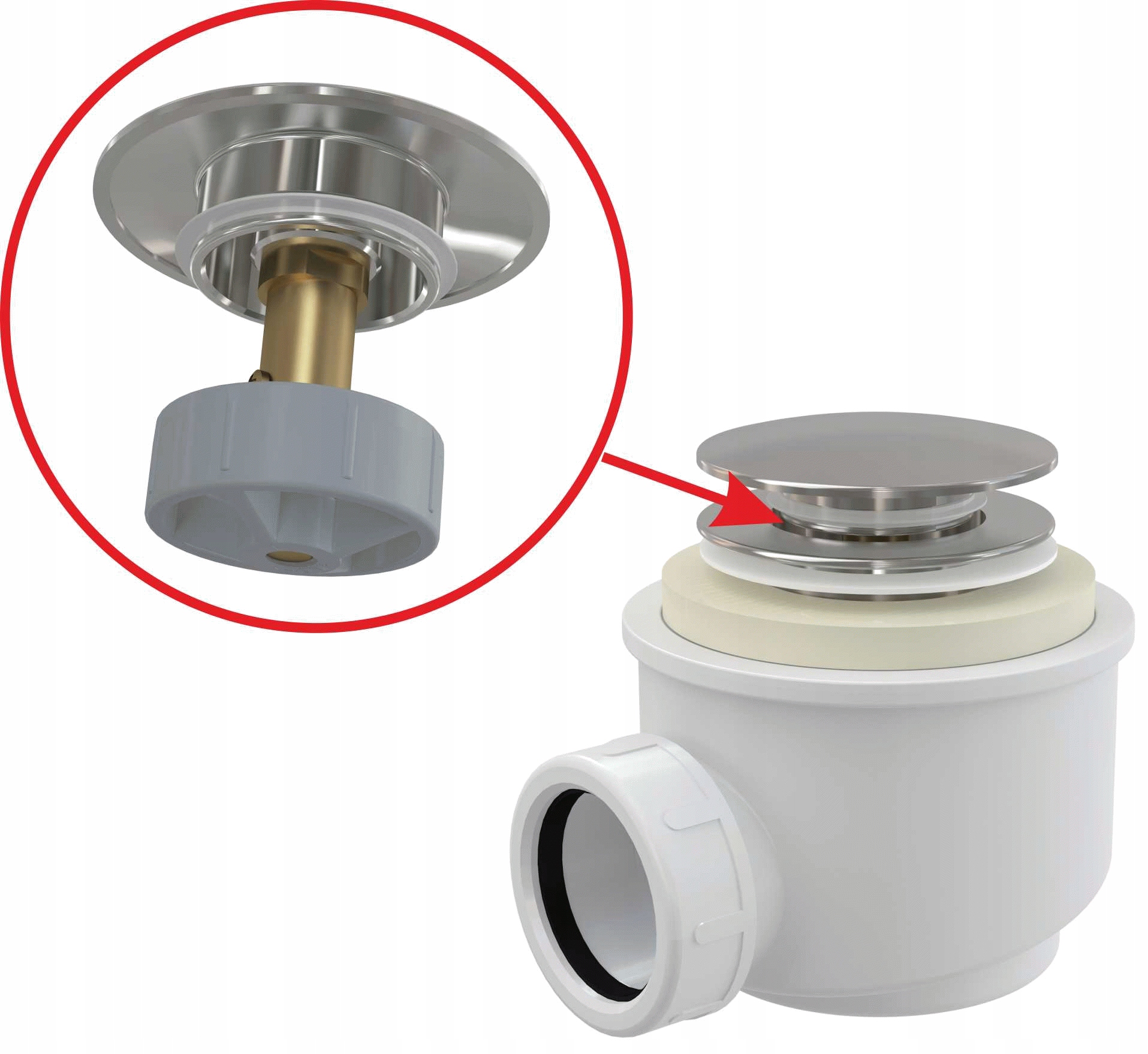 Sprchový žľab odtok - Clik/Clak Paddling Siphon, Metal A465C-50