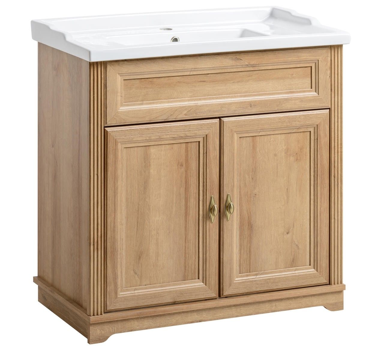 Kúpelňová skrinka - Palácový kabinet stojaci dub s umývadlom 80 cm