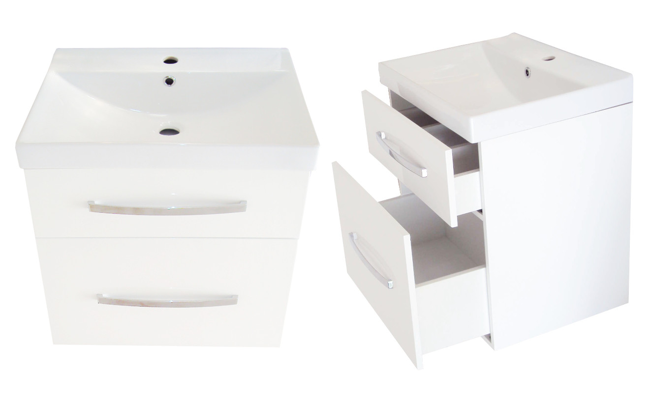 Kúpelňová skrinka - Visí skrinka s umývadlom 60 WHITE tiché zatváranie