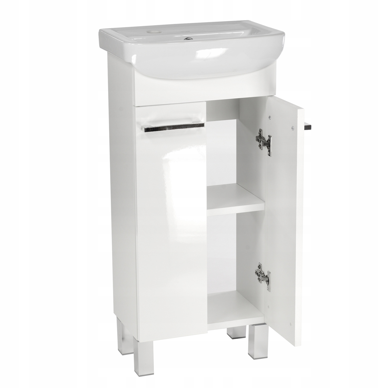 Kúpelňová skrinka - V kúpeľni umývadlo skrinka s 40 cm lesklá biela | stojaci |