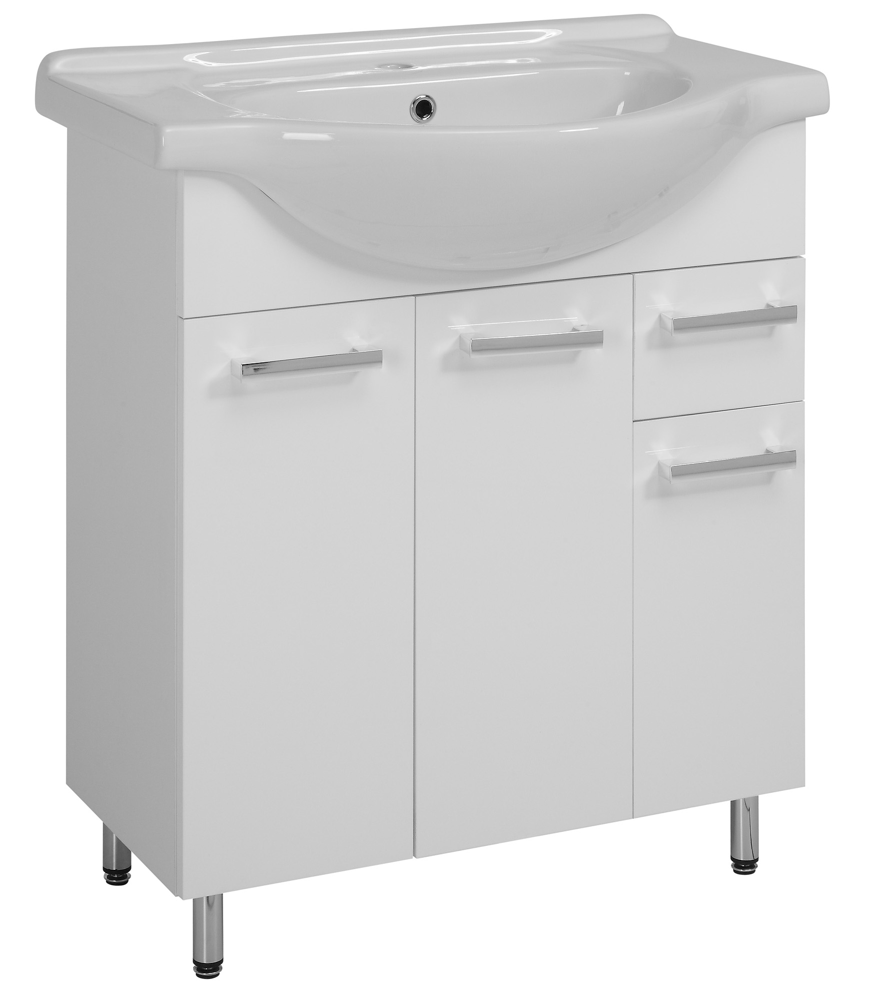 Kúpelňová skrinka - Skrinka s umývadlom 75cm lesk na nohách