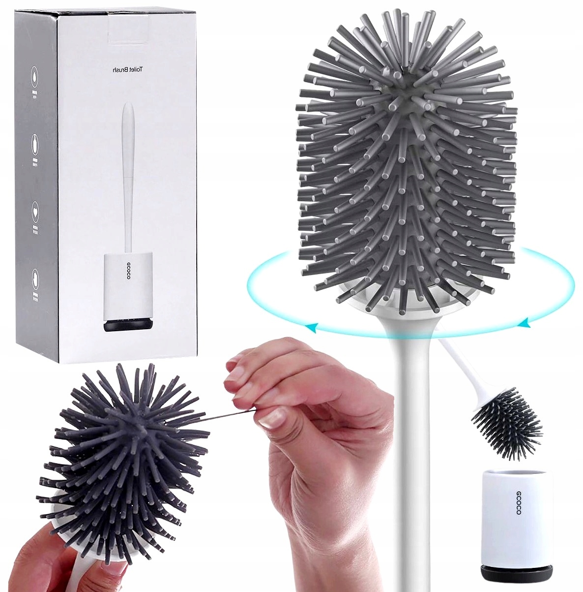 WC kefa - WC toaletná kefa do kúpeľne biely silikón