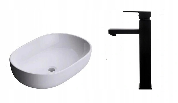 Umývadlo - 48cm umývadlo + čierna batéria s perlátor