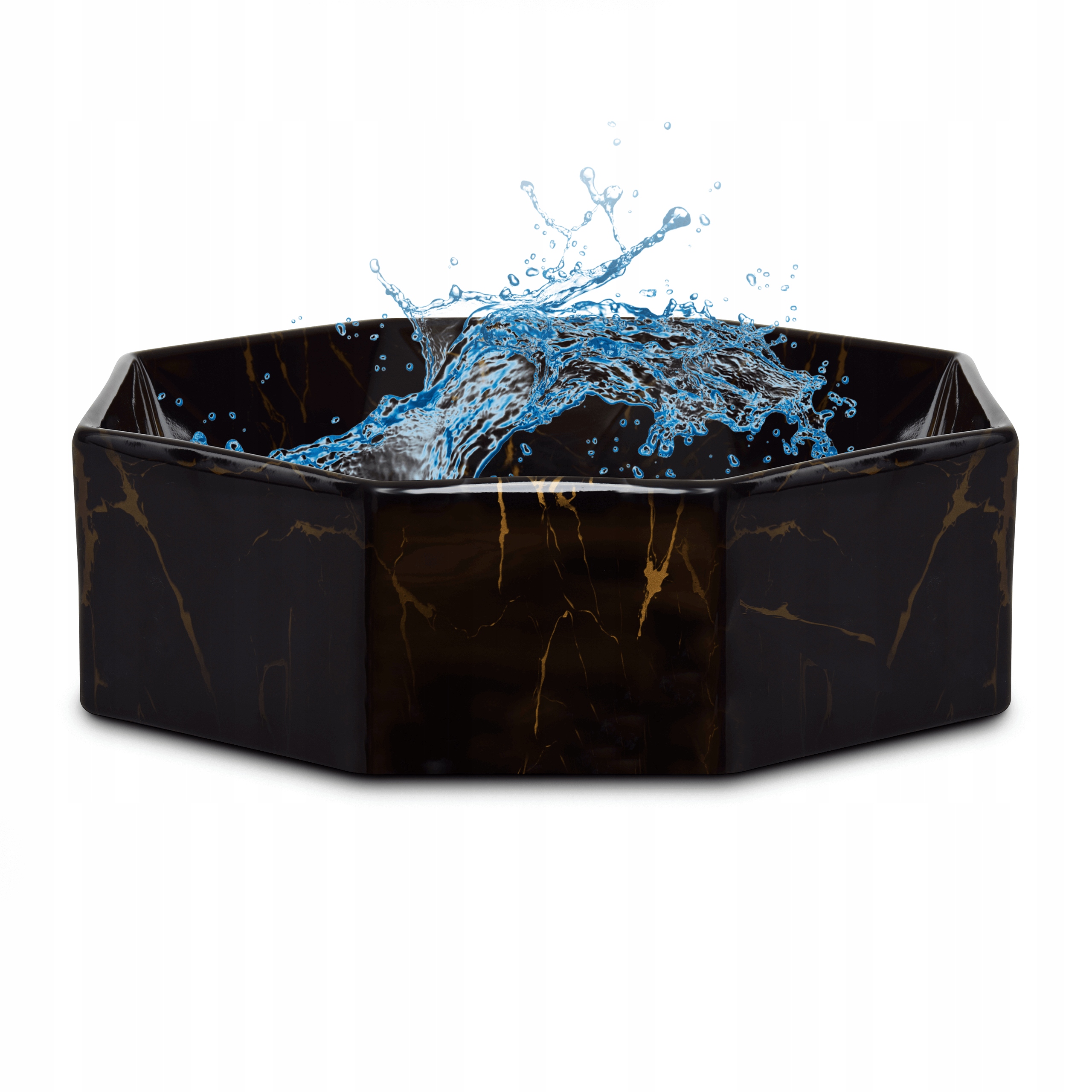 Asymetrické umývadlo -  Black Gold Marble Marble Markle Battle Washbasin