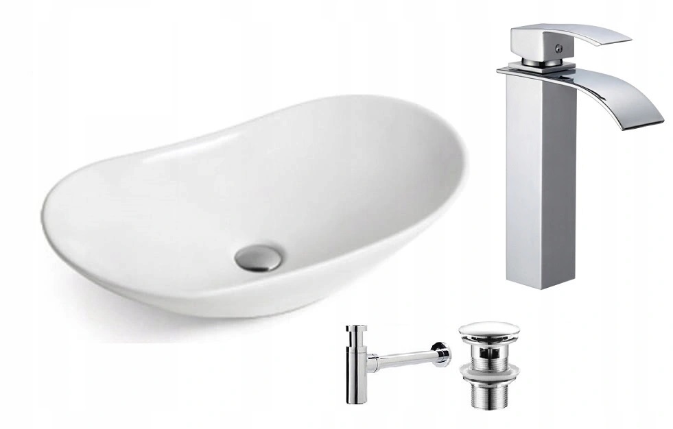 Umývadlo - WashBasin64x37cm + Batéria s Perlade + Siphon + Cork