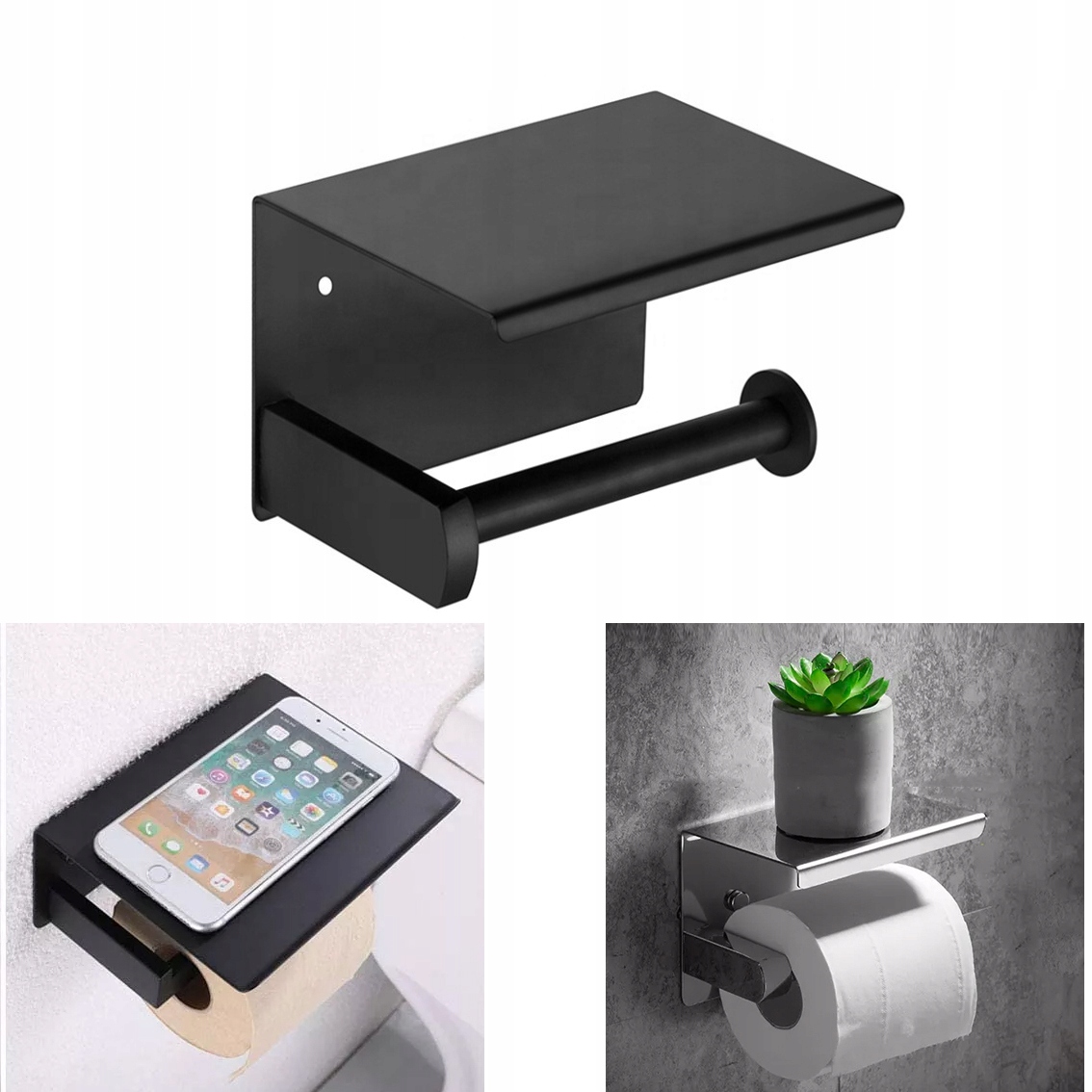Držiak na toaletný papier - WC Paper Black Stella 10.445-B Držiak na stenu
