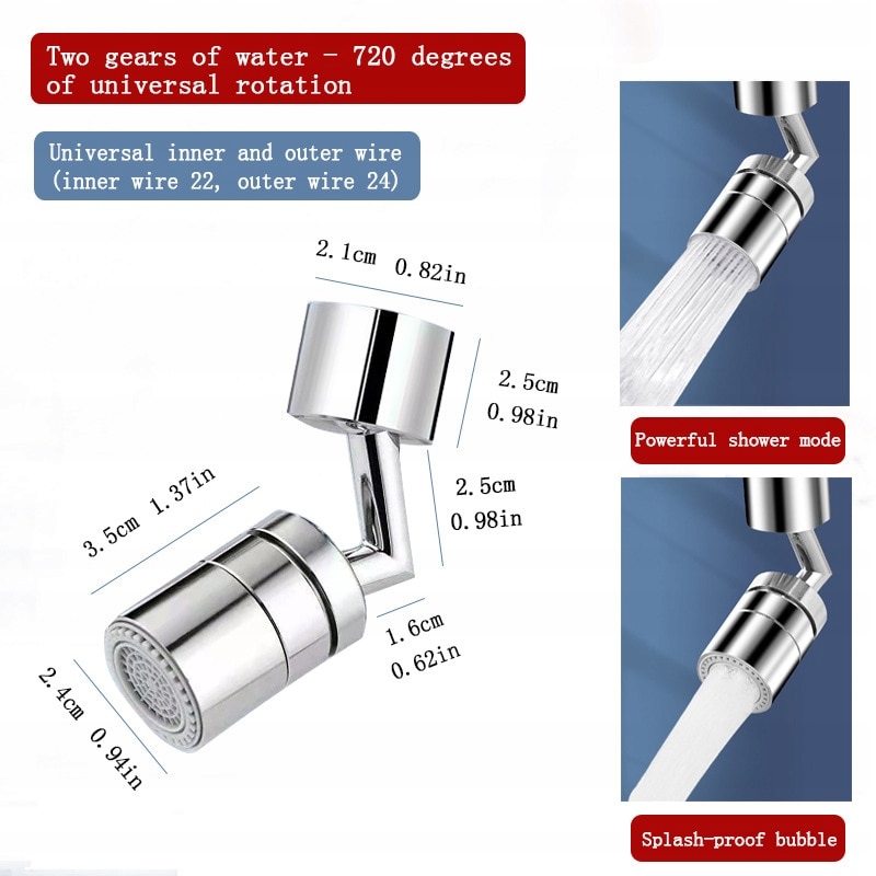 Kuchynská, drezová batéria - 720 stupňov Washbasin Rotary Universal Tap