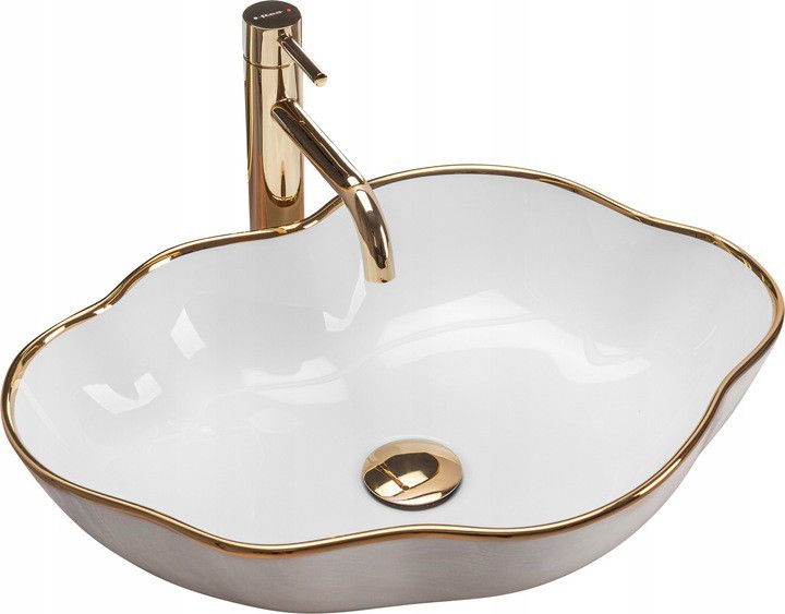 Asymetrické umývadlo - Pearl White Gold EDG keramický umývadlo