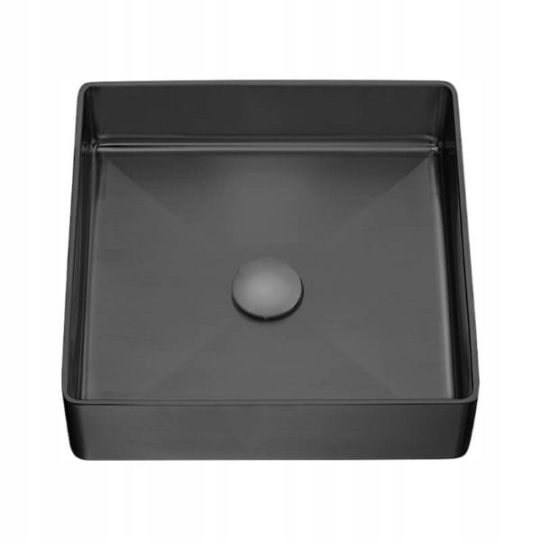 Umývadlo - LOFT WASHBASIN 36X36X10CM STEEL + CORK, čierna