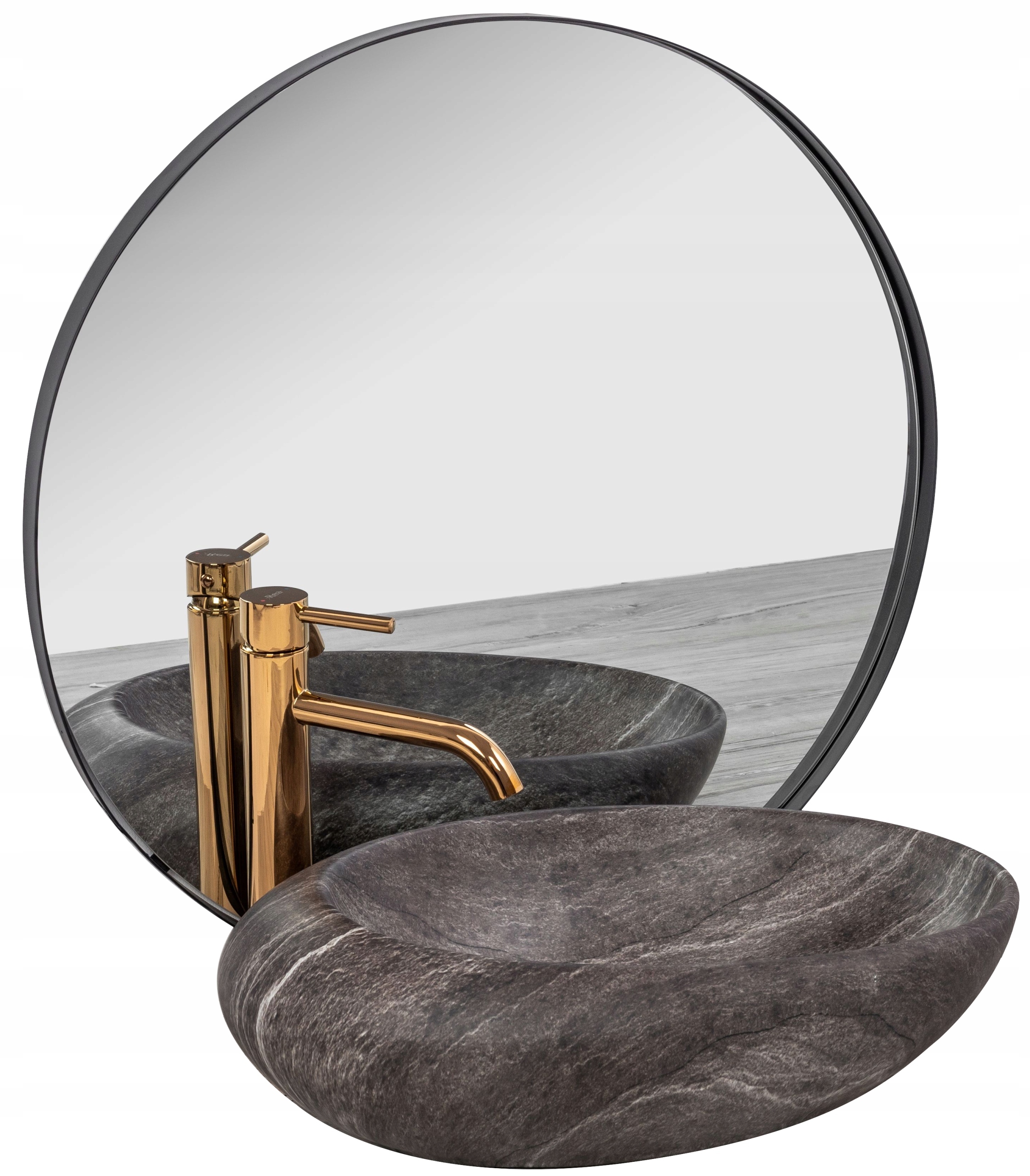 Asymetrické umývadlo -  Roxy Stone Rea Dark Stone Coating Washbasin