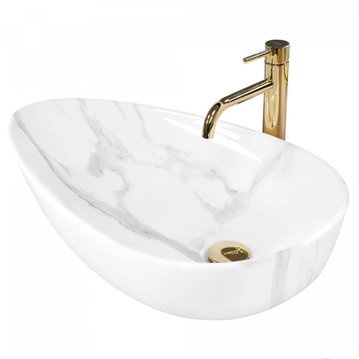 Asymetrické umývadlo -  Greta 65 Bianco Ceramic Washbasin