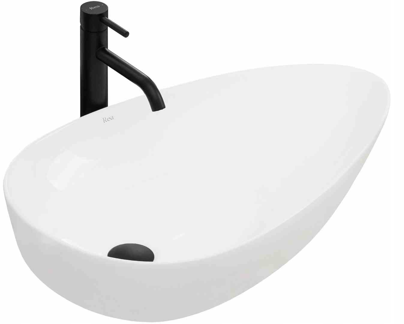 Asymetrické umývadlo - Pearl White Gloss umývadlo zlatý keramický okraj