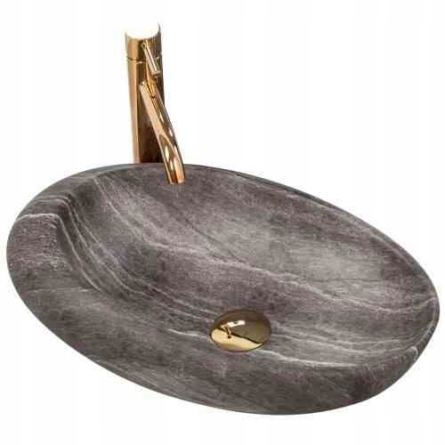 Asymetrické umývadlo - Roxy a kamenný tmavo šedý 49x31x13 Top Washbasin