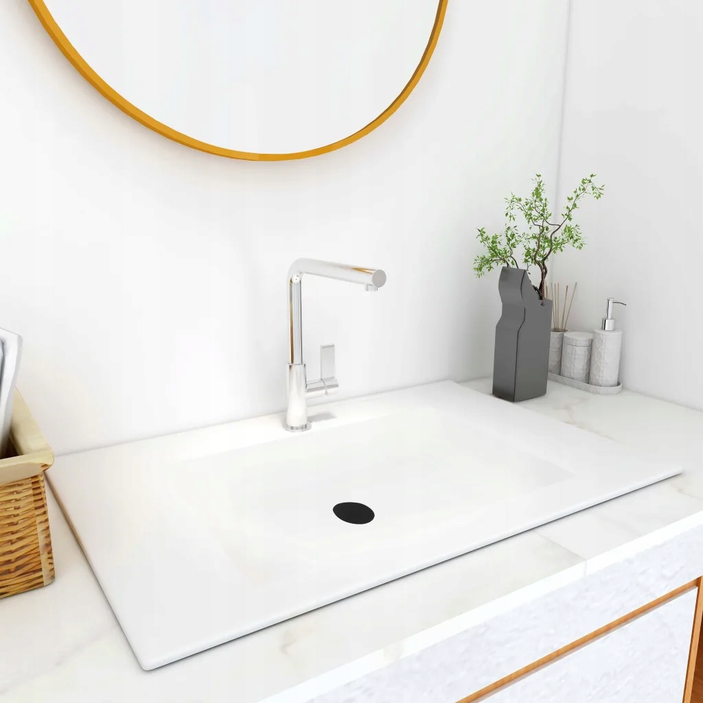 Asymetrické umývadlo -  Washbasin zapustený na doske, 800x460x130 mm biely