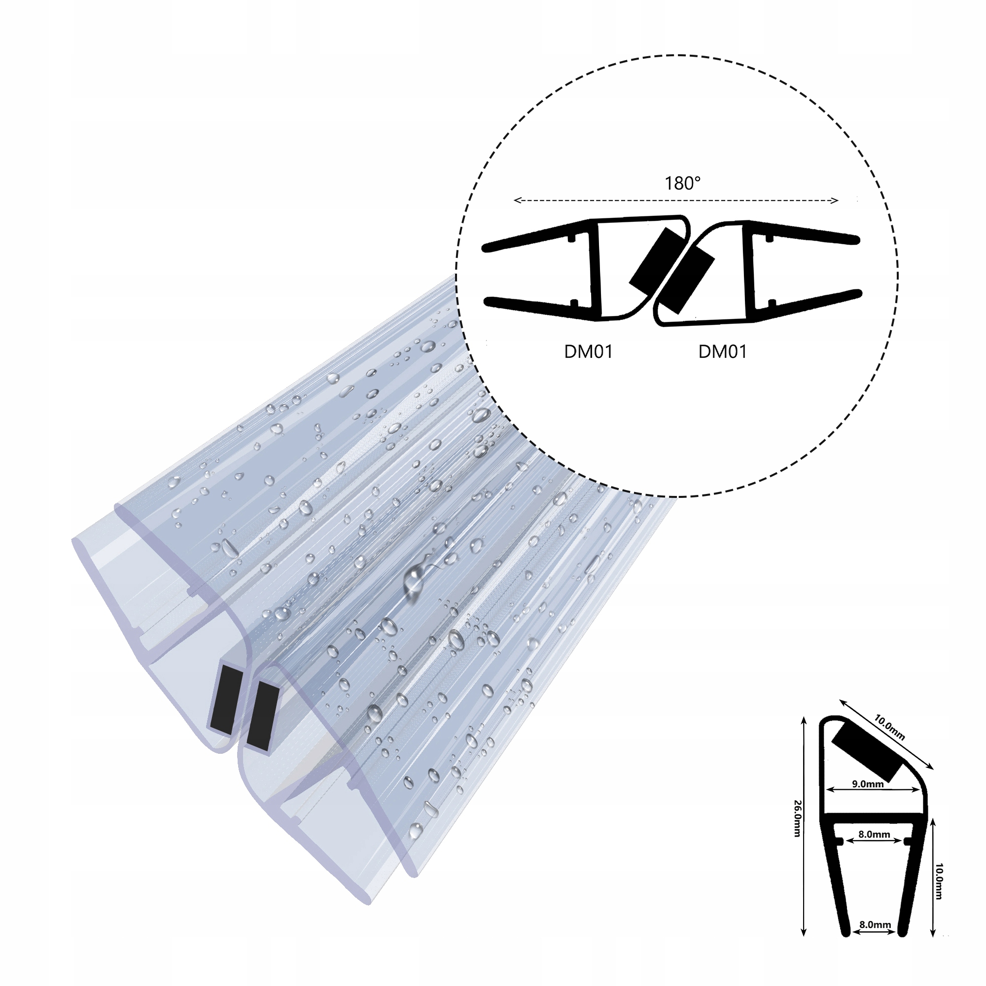 Magnetické tesnenie DM01 180 ° 8 mm 200 cm