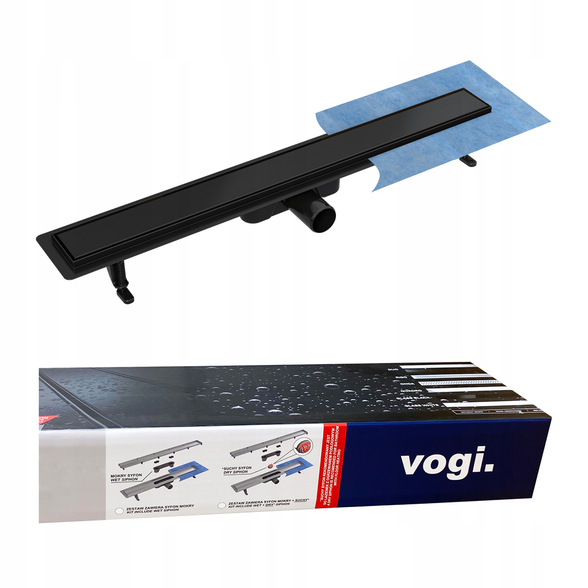 Sprchový žľab odtok - VGOS DUO BLACK LINEAR - 90 cm
