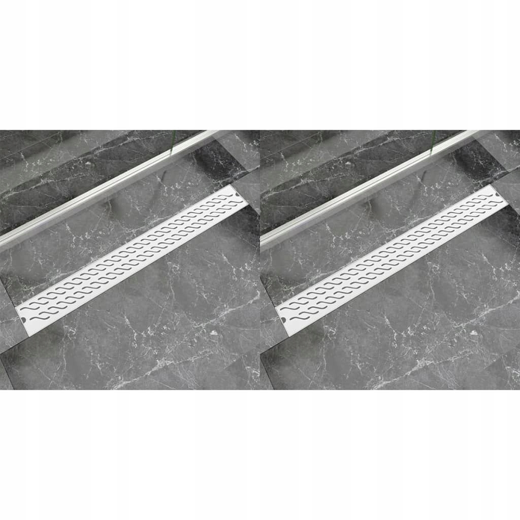 Sprchový žľab odtok - Vidaxl lineárny odtok, 2 ks, vlna, 930x140 mm, s