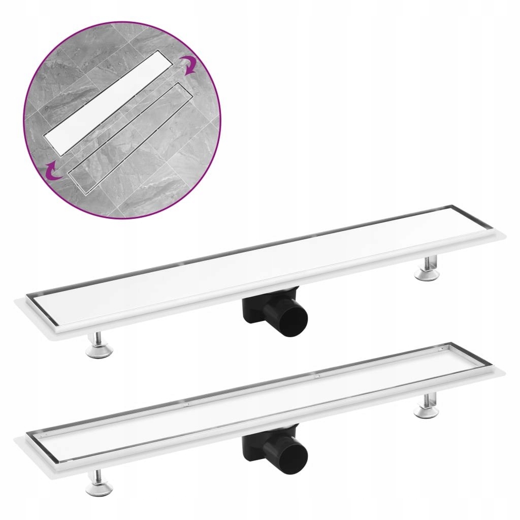 Sprchový žľab odtok - Odtok Vidaxl s krytom 2-W-1, 73x14 cm, Nier Steel