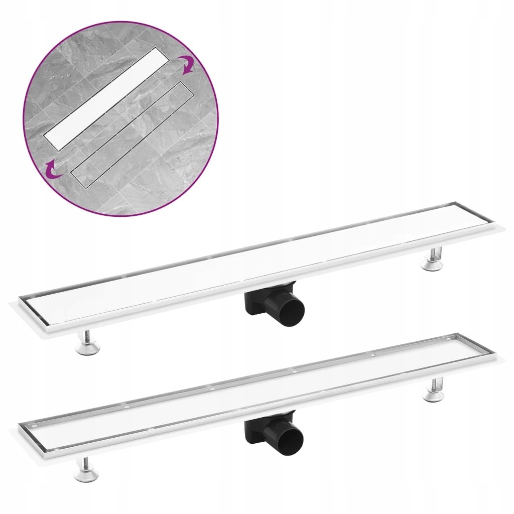 Sprchový žľab odtok - Vidaxl Drain s krytom 2-W-1, 83x14 cm, stal Nier