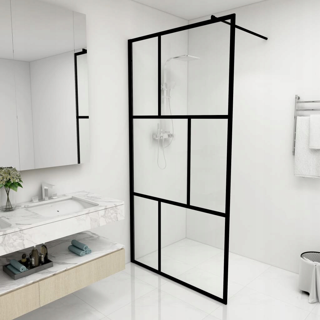 Sprchová zástena - Walk-in Black 8 mm 70 cm Leyden s lineárnym odtokom