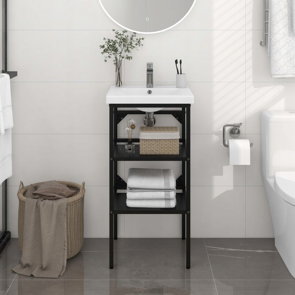 Podomietkový WC modul -  Vidaxl rám pre umývadlo, čierny, 40 x 38x83 cm, ż