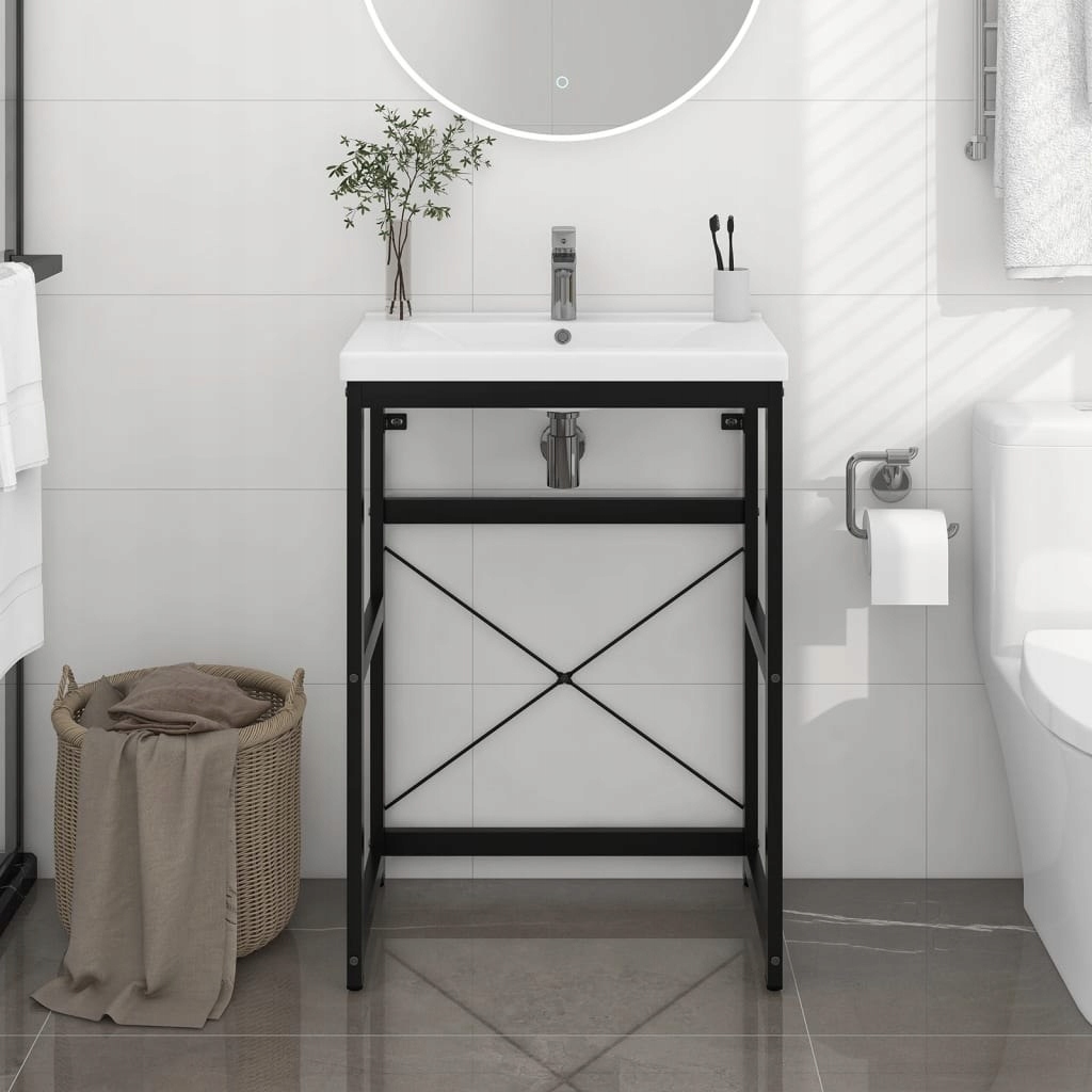 Podomietkový WC modul - Vidaxl rám pre umývadlo, čierny, 59x38x83 cm, ż