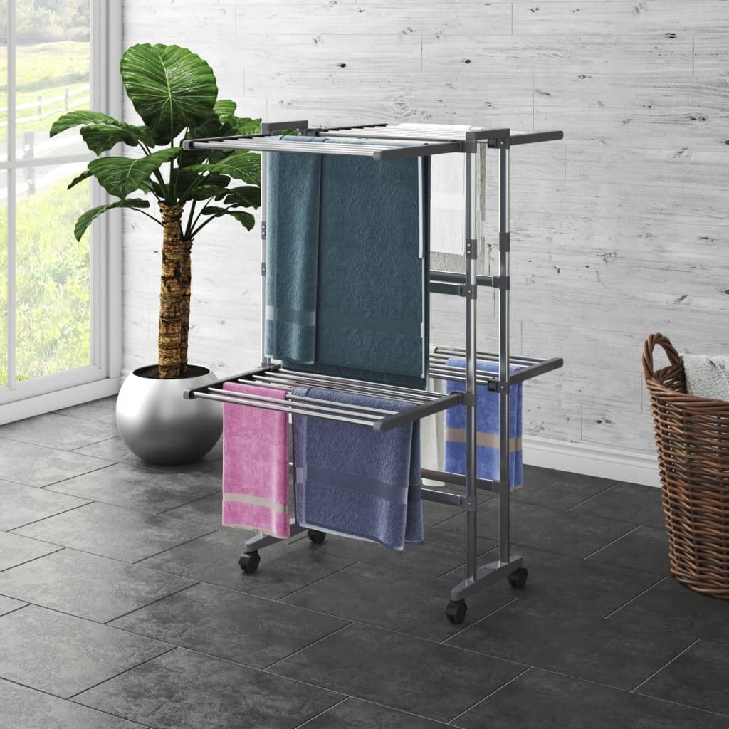 Sušiak na prádlo - Vidaxl Laundry Sušer na kolieskach, 2 úrovne, s