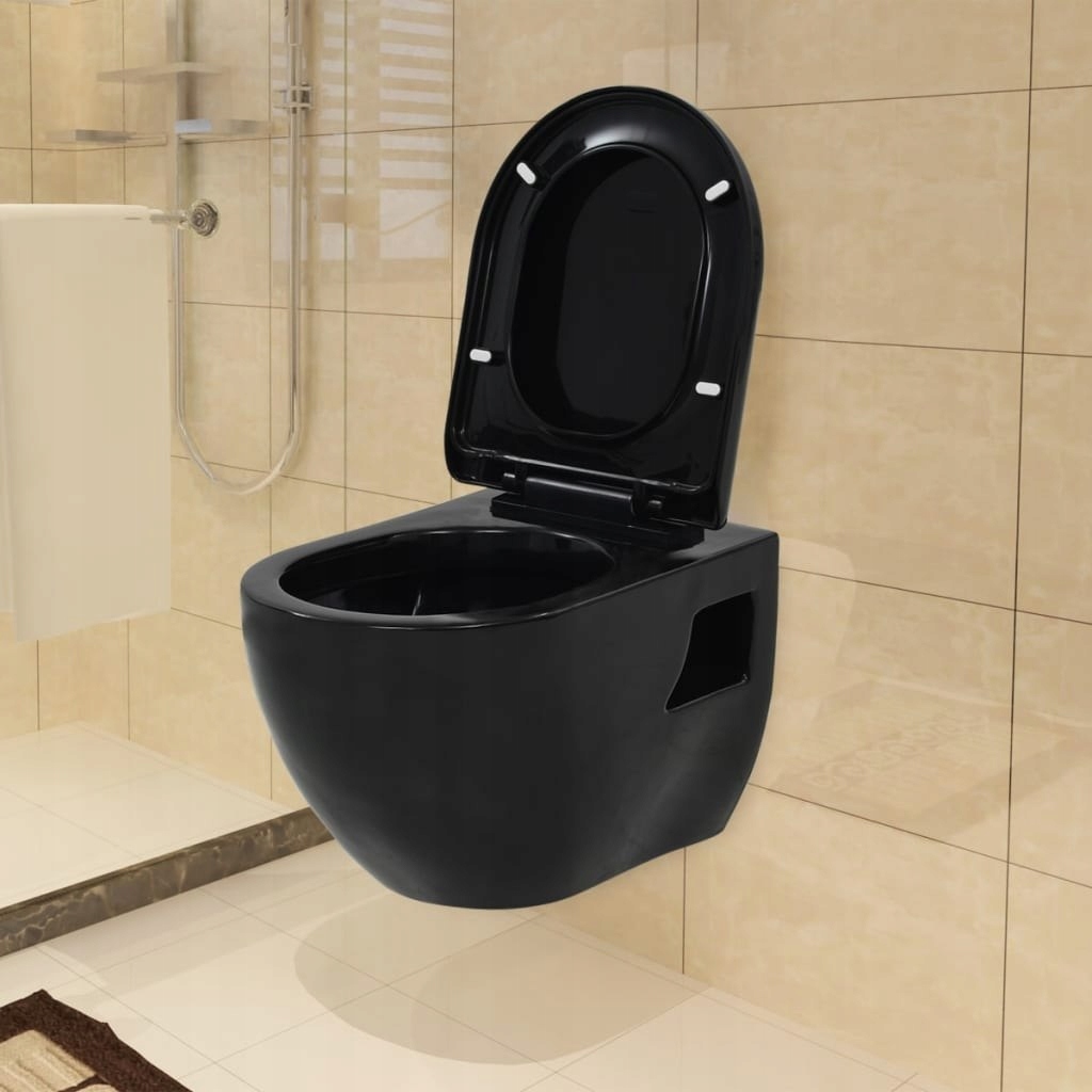 WC misa - vidaXL Závesné WC keramické čierne