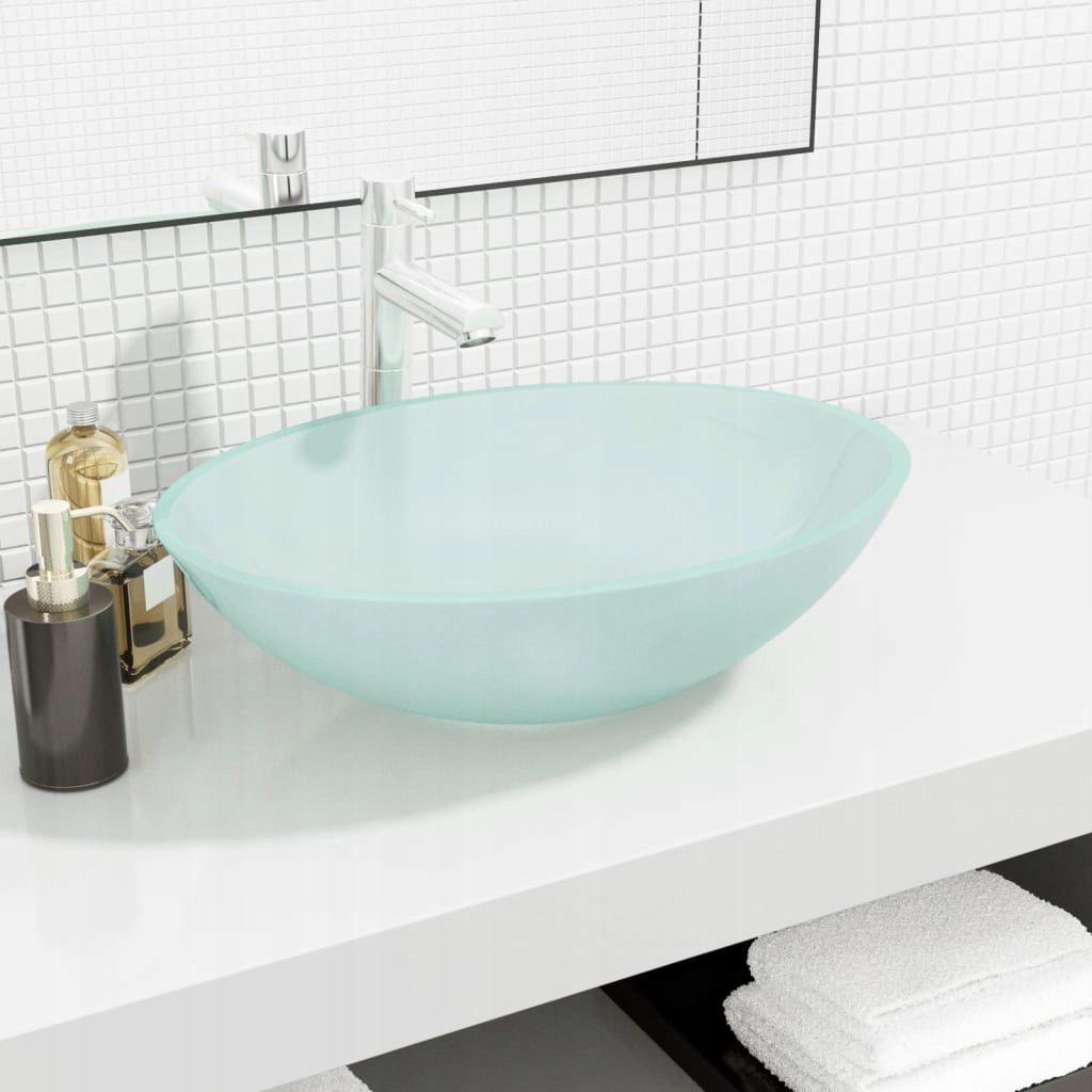 Asymetrické umývadlo -  Vidaxl Matte Glass Washbasin, 50x37x14 cm