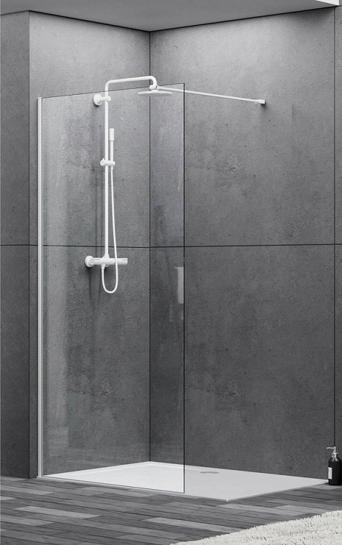 Chodiť do 80x200 cm Sprchové steny biely profil