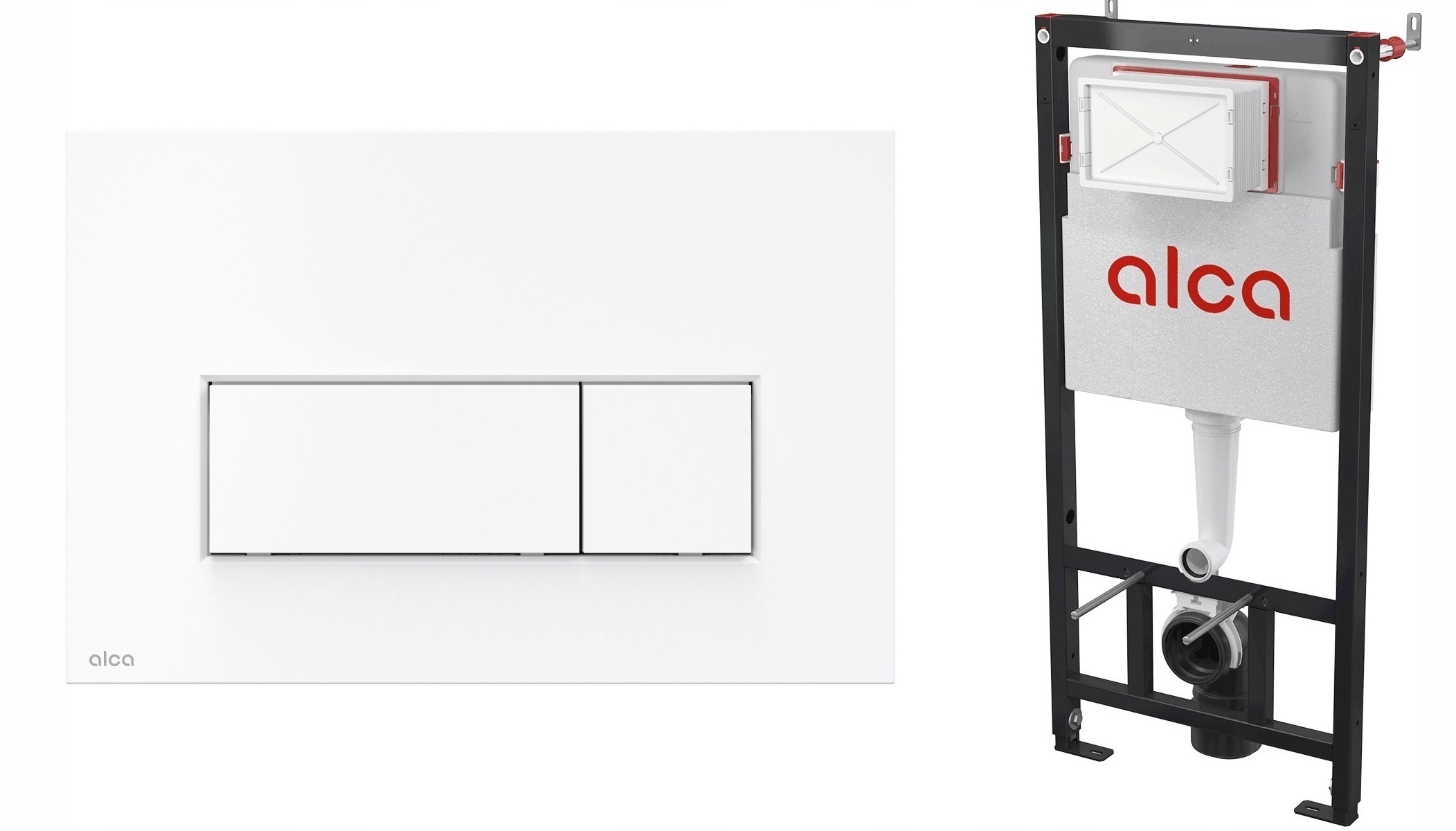Podomietkový WC modul - WC Alcadrain Frame + Biały Mat Button