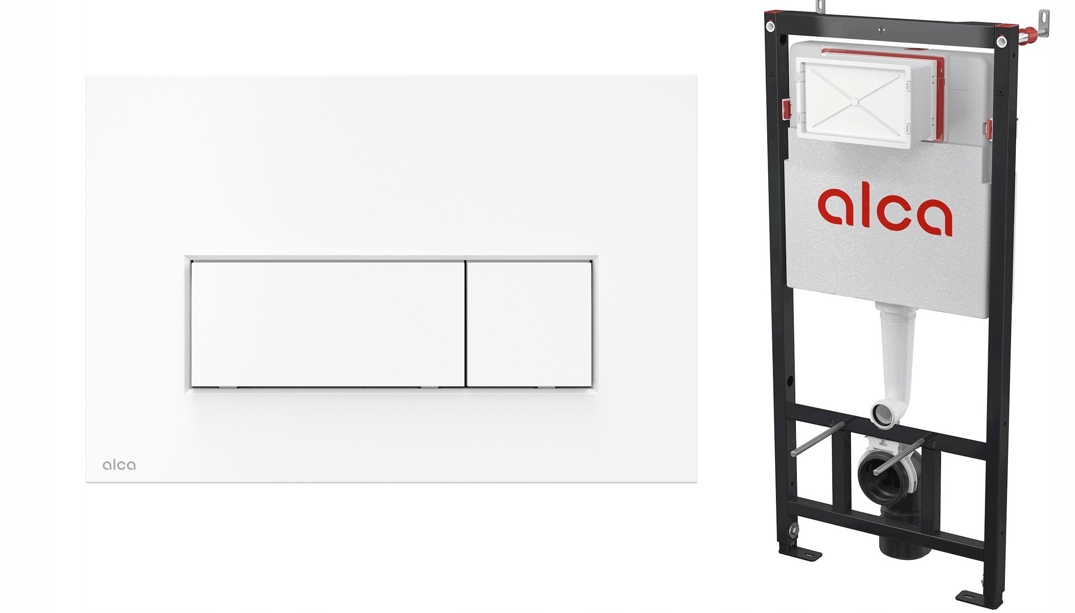 Podomietkový WC modul - WC Alcadrain Frame + Biały Gloss gombík